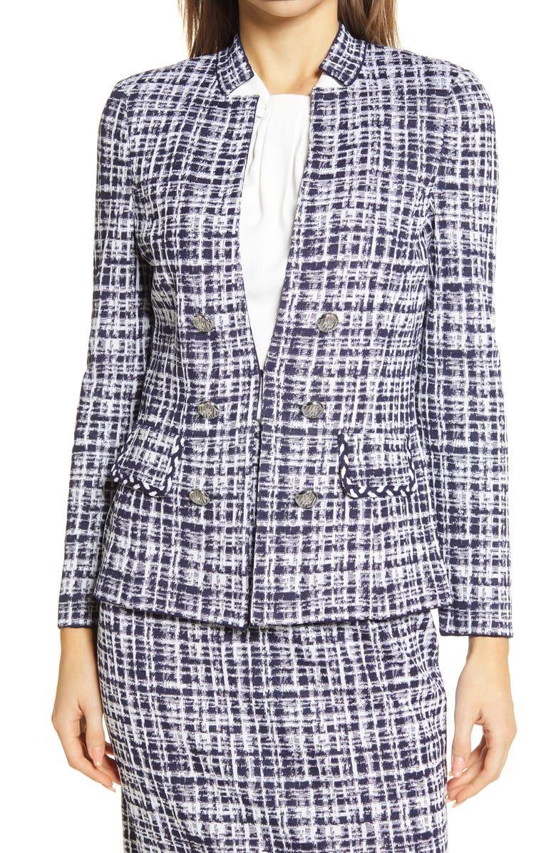 Ming Wang Double Breasted Tweed Knit Jacket, Alternate, color, 