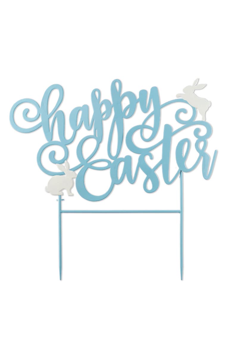 24"L Metal Blue Happy Easter Yard Stake, Main, color, Blue