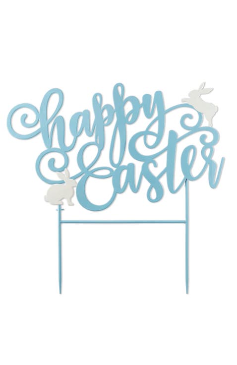24"L Metal Blue Happy Easter Yard Stake