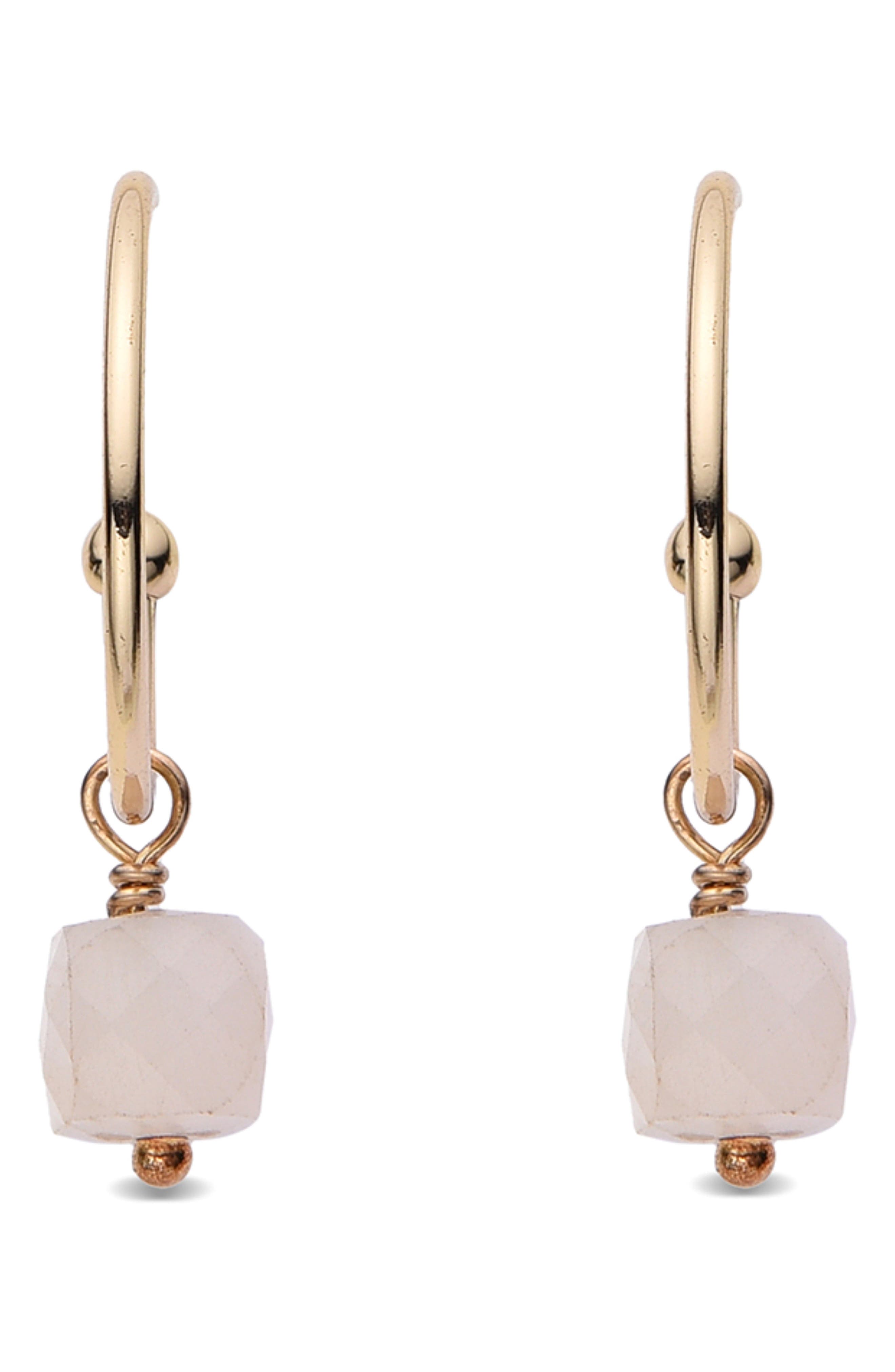 EYE CANDY LOS ANGELES Jeanna Rose Quartz Drop Huggie Hoop Earrings