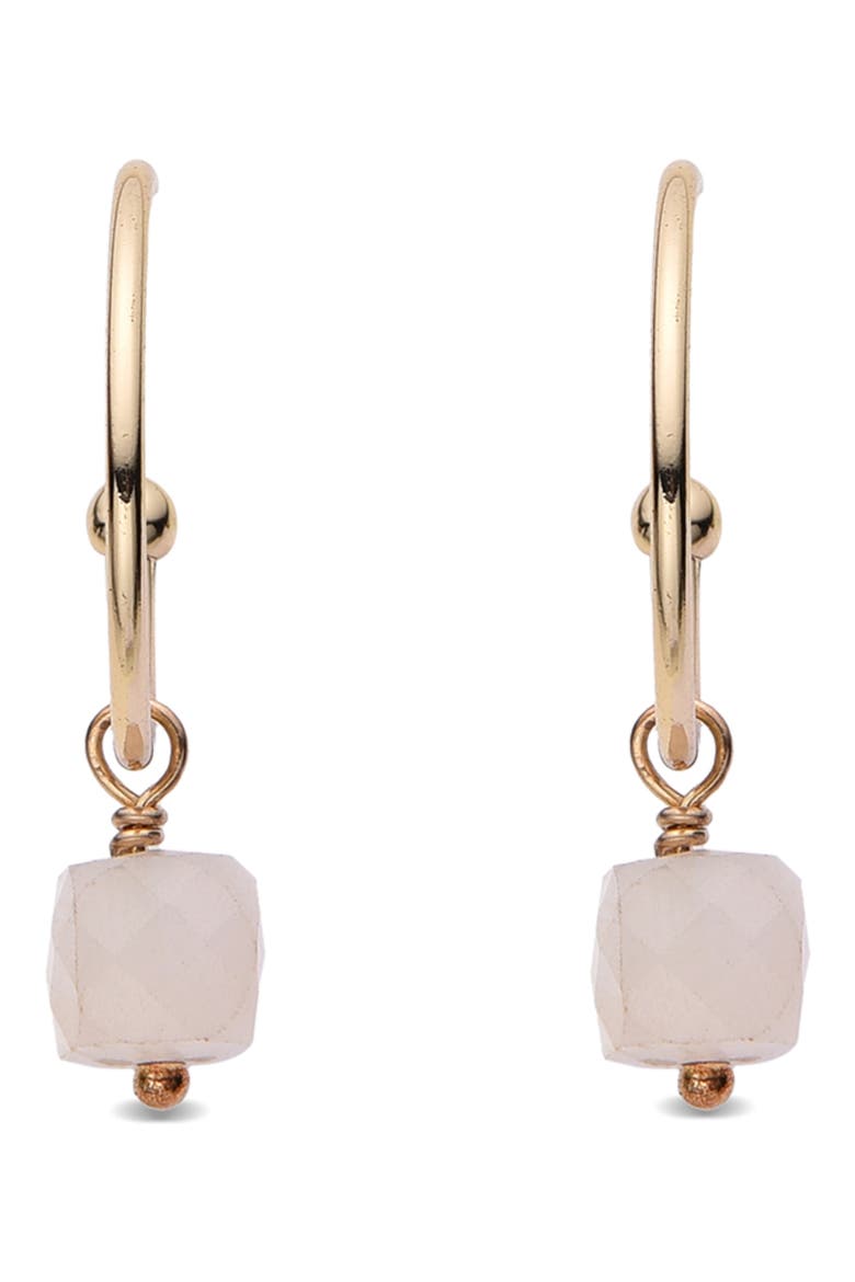 Jeanna Rose Quartz Drop Huggie Hoop Earrings, Main, color, GOLD