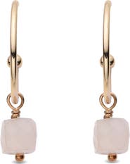 EYE CANDY LOS ANGELES Jeanna Rose Quartz Drop Huggie Hoop Earrings