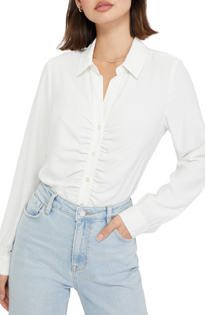 Sanctuary Ruched Boyfriend Button-Up Shirt, Alternate, color,