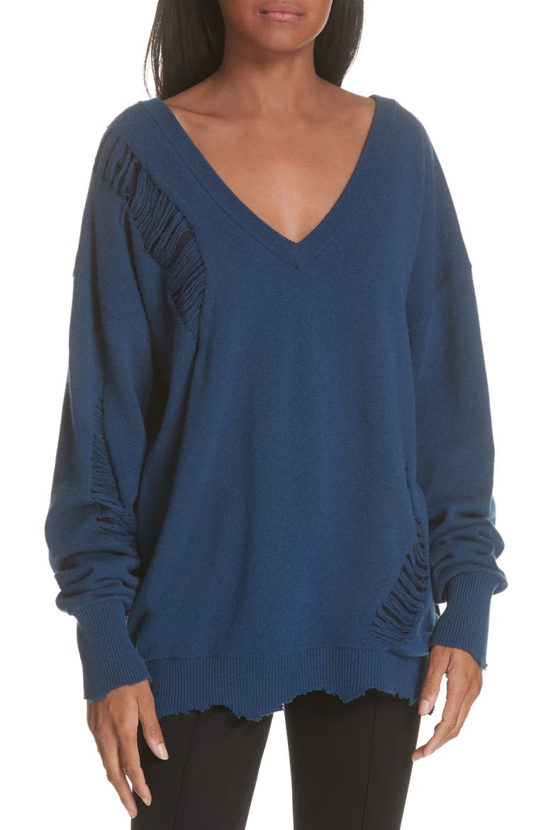 Distressed Wool Sweater, Main, color, WAVE