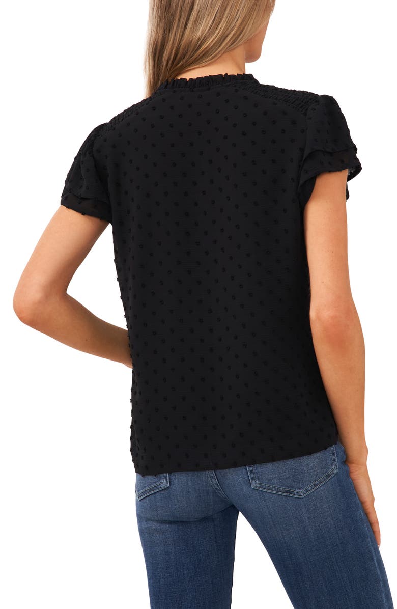 CeCe Tie Neck Flutter Sleeve Top, Alternate, color, 