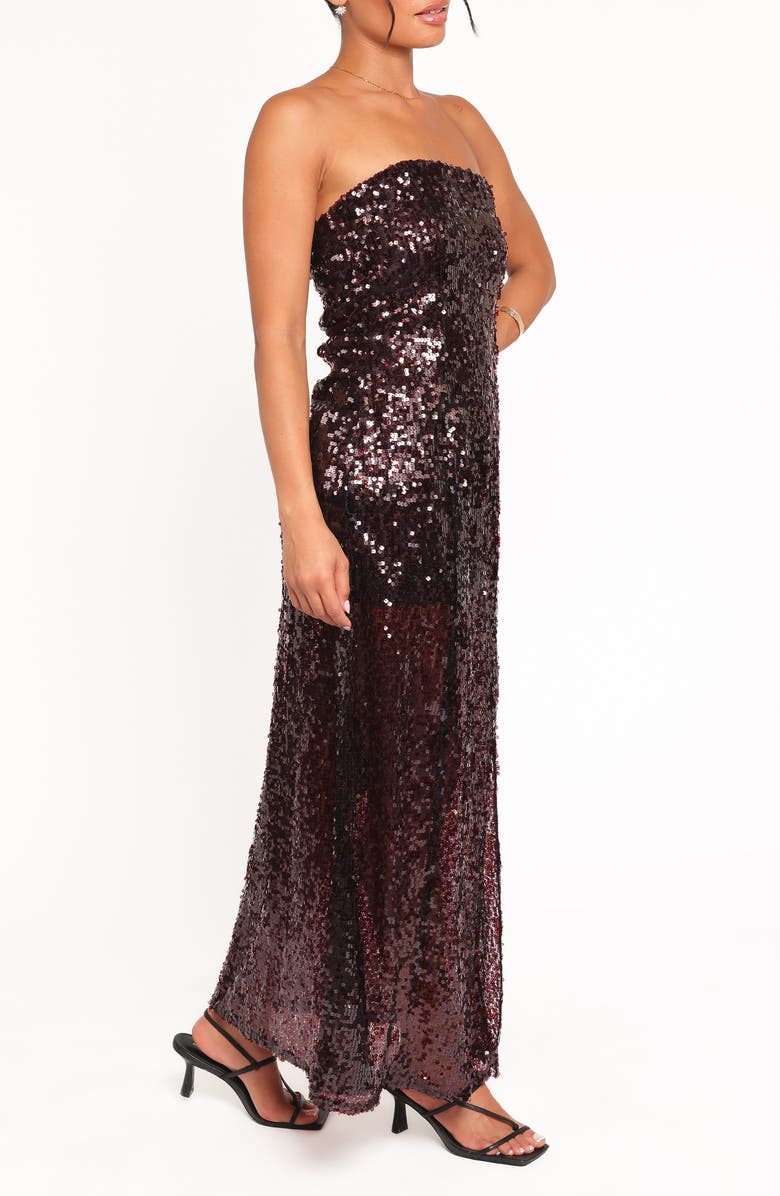 Petal & Pup Liliane Sequin Strapless Maxi Dress, Alternate, color, Cherry Sequin