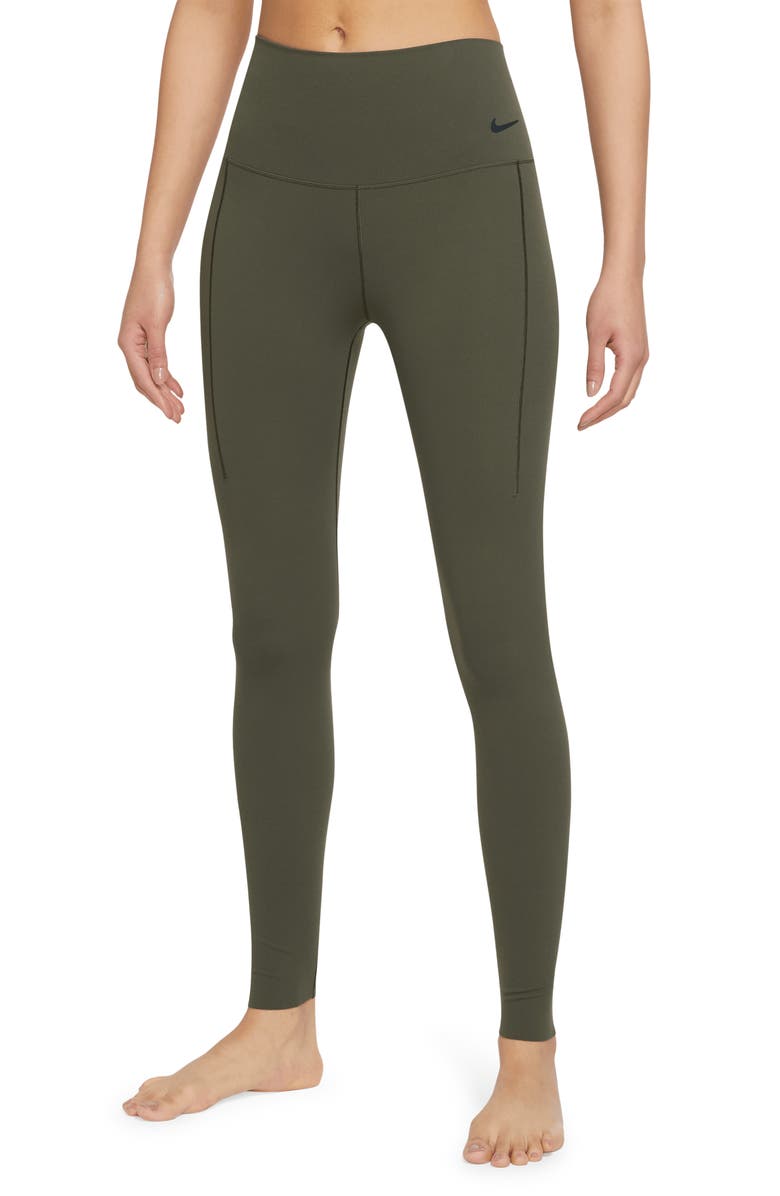 Nike Zenvy Dri-FIT High Waist Leggings, Main, color, Cargo Khaki/ Black