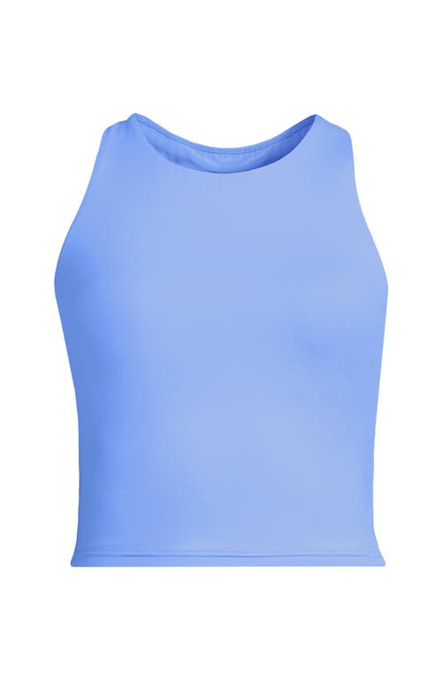 Lands' End Chlorine Resistant High Neck Racerback Midkini Swimsuit Top In Blue