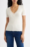 Madewell Lace Trim V-Neck Rib Top