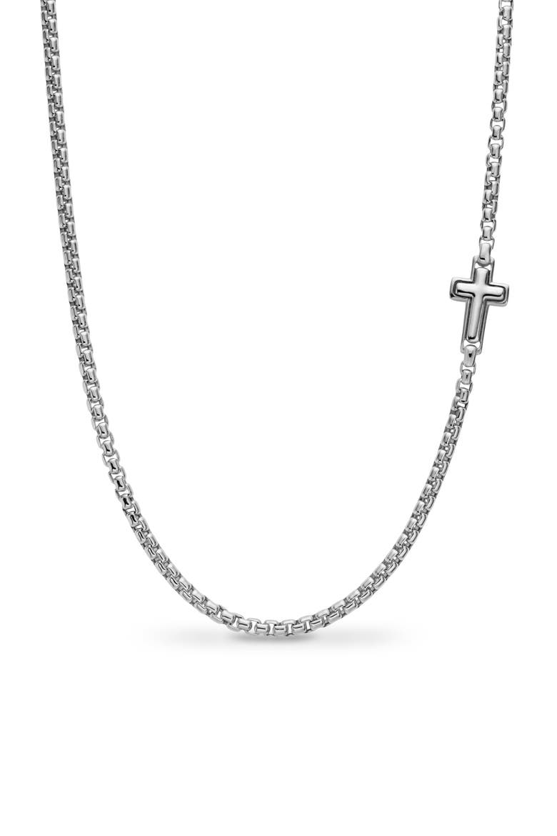 Men's Cross Station Necklace in Sterling Silver, 3.6mm, Main, color, SILVER