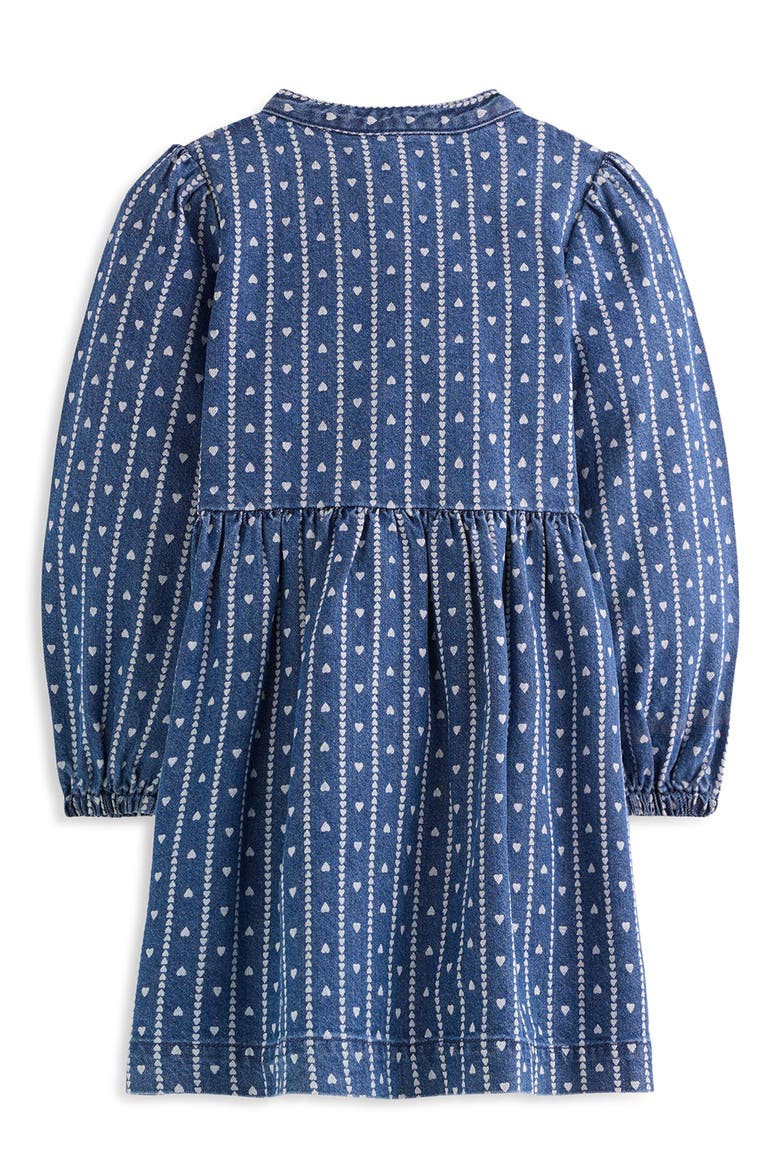Kids' Tiny Heart Puff Sleeve Denim Dress, Alternate, color, DENIM TINY HEARTS