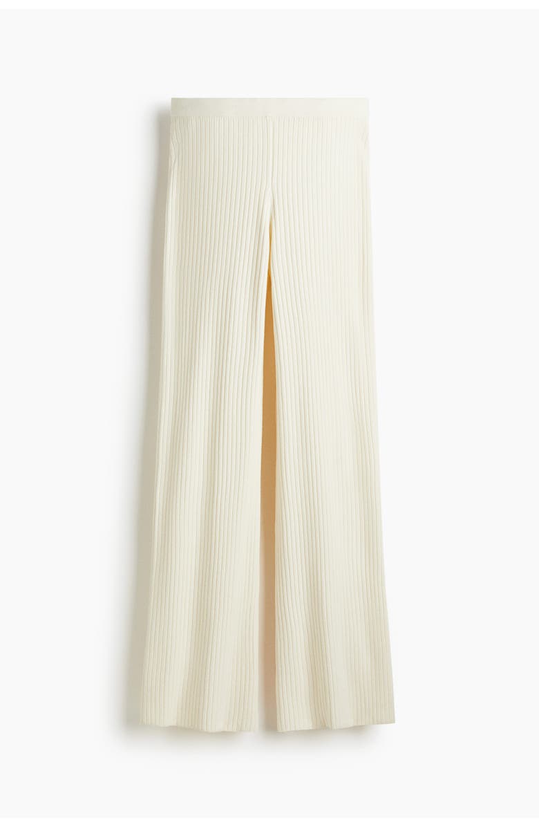 H&M Rib-knit Trousers, Main, color, Cream
