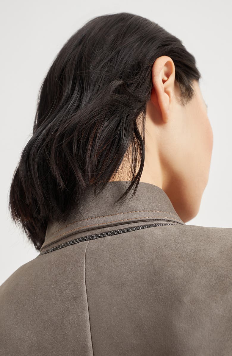 Brunello Cucinelli Couture suede jacket, Alternate, color, Grey