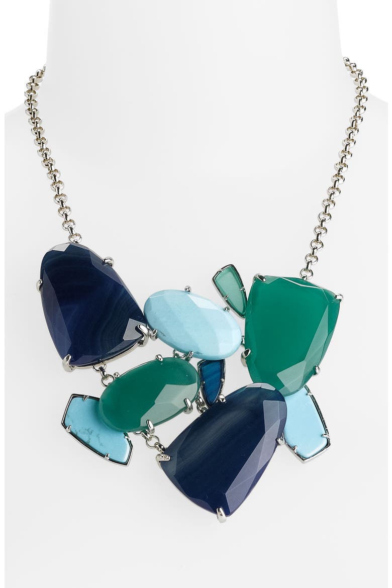 'Tyler' Stone Bib Statement Necklace, Main, color, MARINE