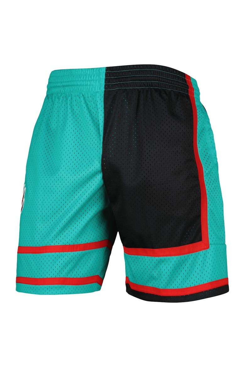 Men's Mitchell & Ness Black/Turquoise Vancouver Grizzlies Hardwood Classics 2001 Split Swingman Shorts, Alternate, color, Black