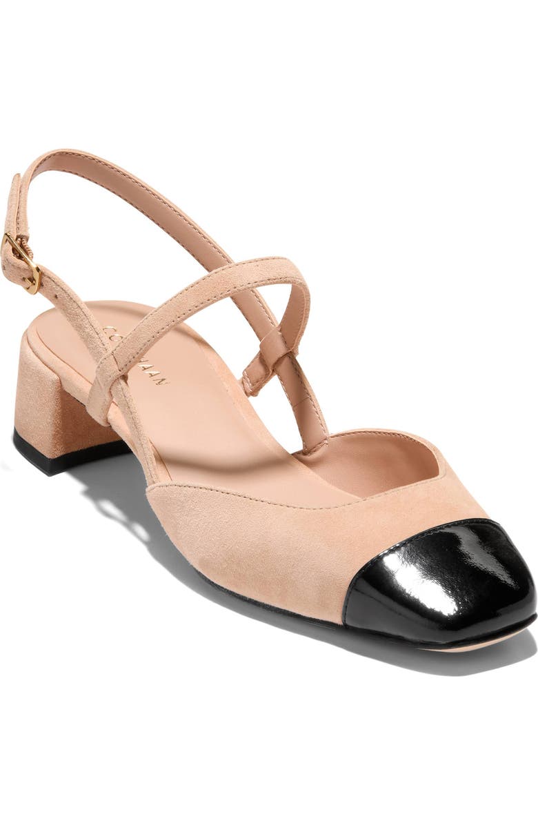 Cole Haan Pella Slingback Pump, Main, color, Tuscan Sand Suede/Black Patent