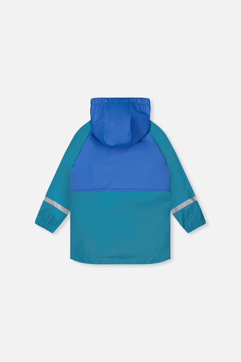 Colorblock Hooded Full-zip Rain Jacket (toddler, Little Kid & Big Kid), Alternate, color, Dark Turquoise