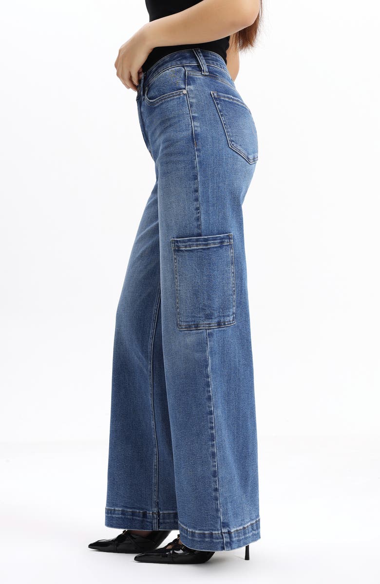 Bayeas High Waist Wide Leg Cargo Jeans, Alternate, color,