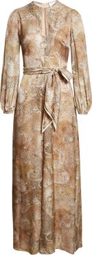 Zimmermann Rebellion Long Sleeve Belted Silk Maxi Dress