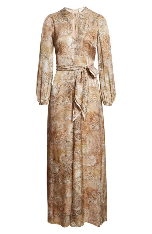 Zimmermann Rebellion Long Sleeve Belted Silk Maxi Dress In Neutral