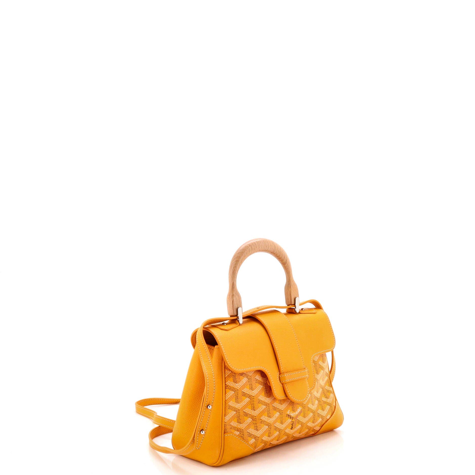 Pre-Owned Goyard Saigon Top Handle Bag Coated Canvas with Leather Mini, Alternate, color, Yellow