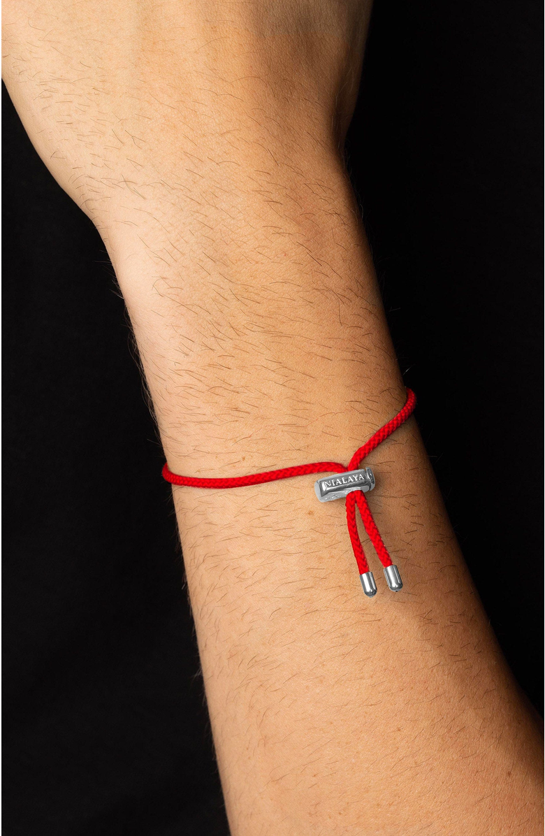 Nialaya Adjustable Lock Red String Bracelet, Alternate, color, Silver Lock