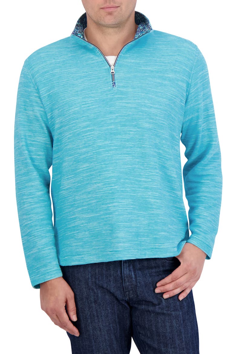 Ledson Space Dye Quarter Zip Top, Main, color, TEAL