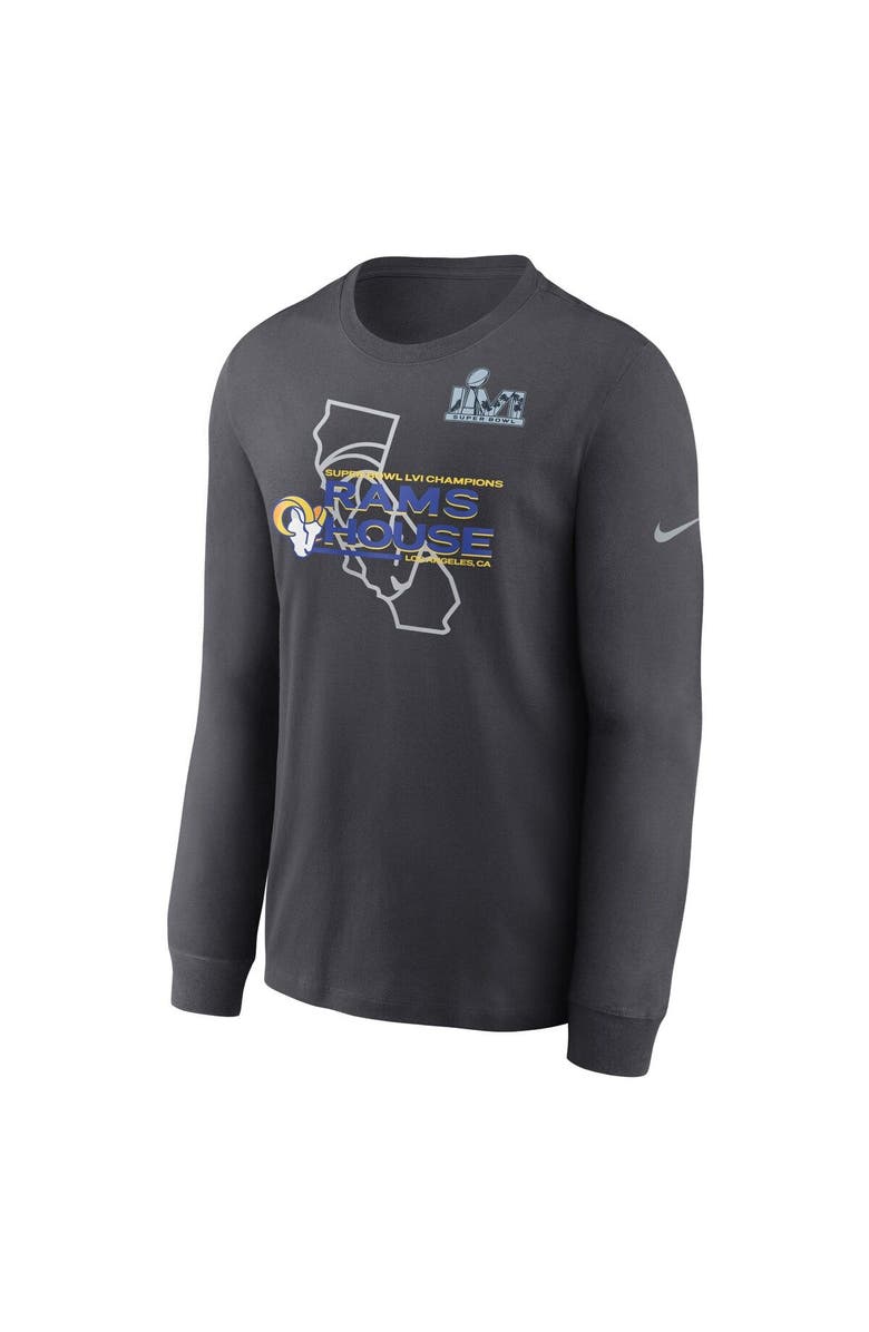 Nike Men's Nike Anthracite Los Angeles Rams Super Bowl LVI Champions Hometown Long Sleeve T-Shirt, Alternate, color, 
