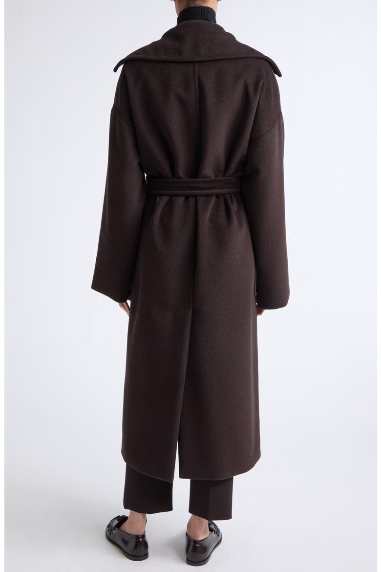 Panda Belted Virgin Wool, Alpaca & Cashmere Coat, Alternate, color, DARK BROWN