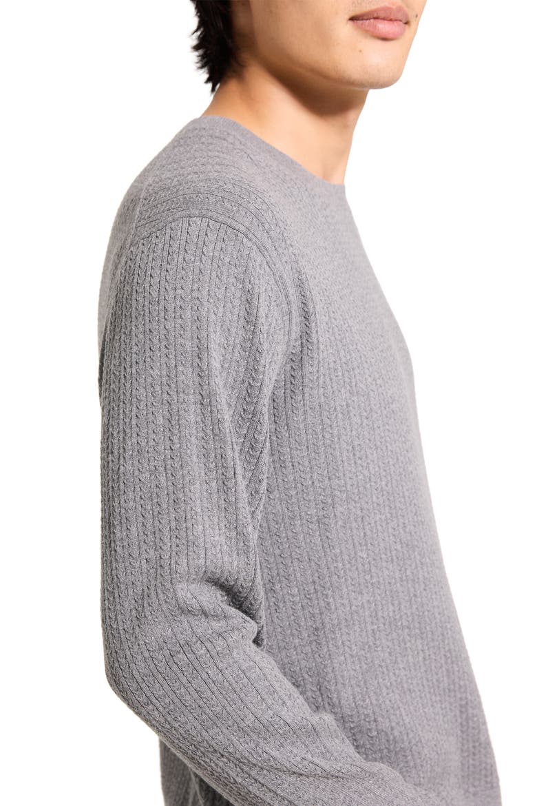 Riland Cable Stitch Cotton Crewneck Sweater, Alternate, color, ASH MELANGE