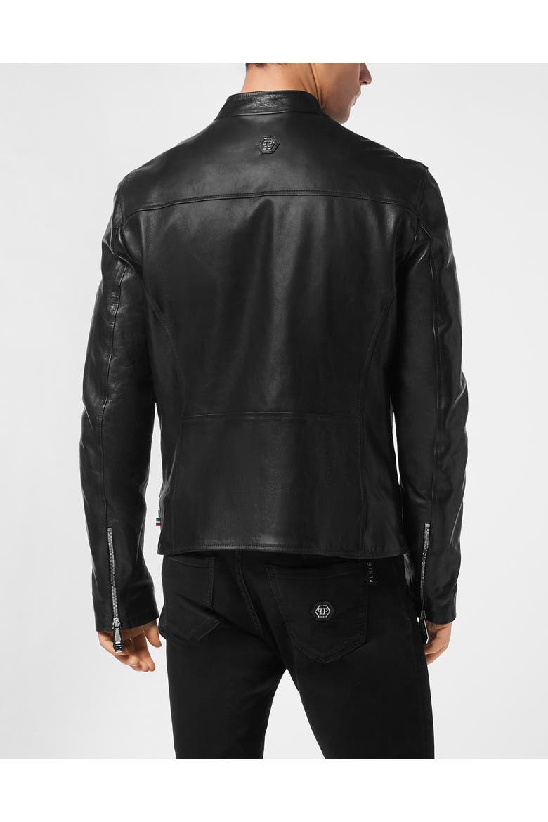 Leather Moto Jacket Men, Alternate, color, black