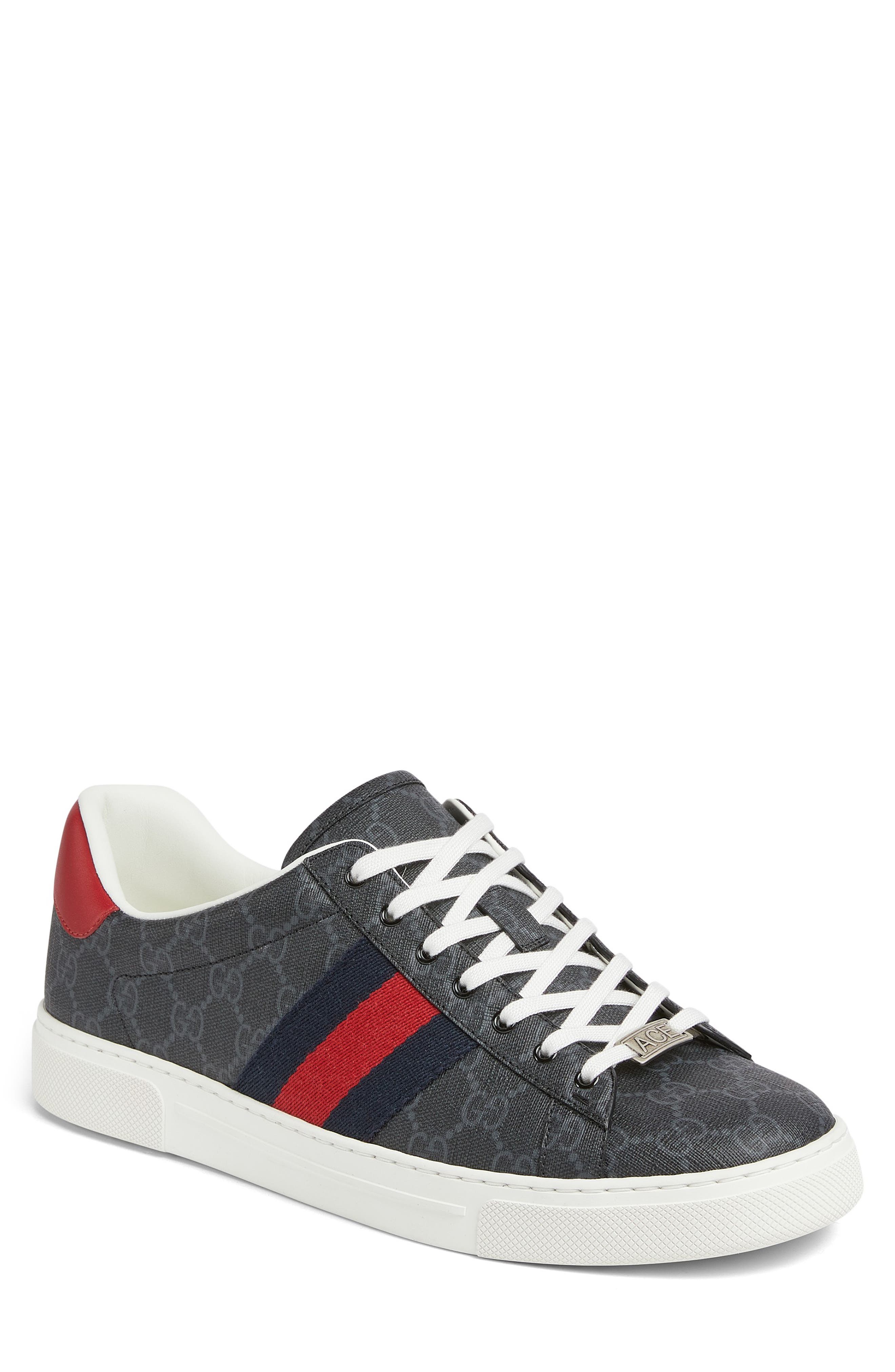 Gucci Ace Sneaker, Main, color, Black/ Blue/ Red