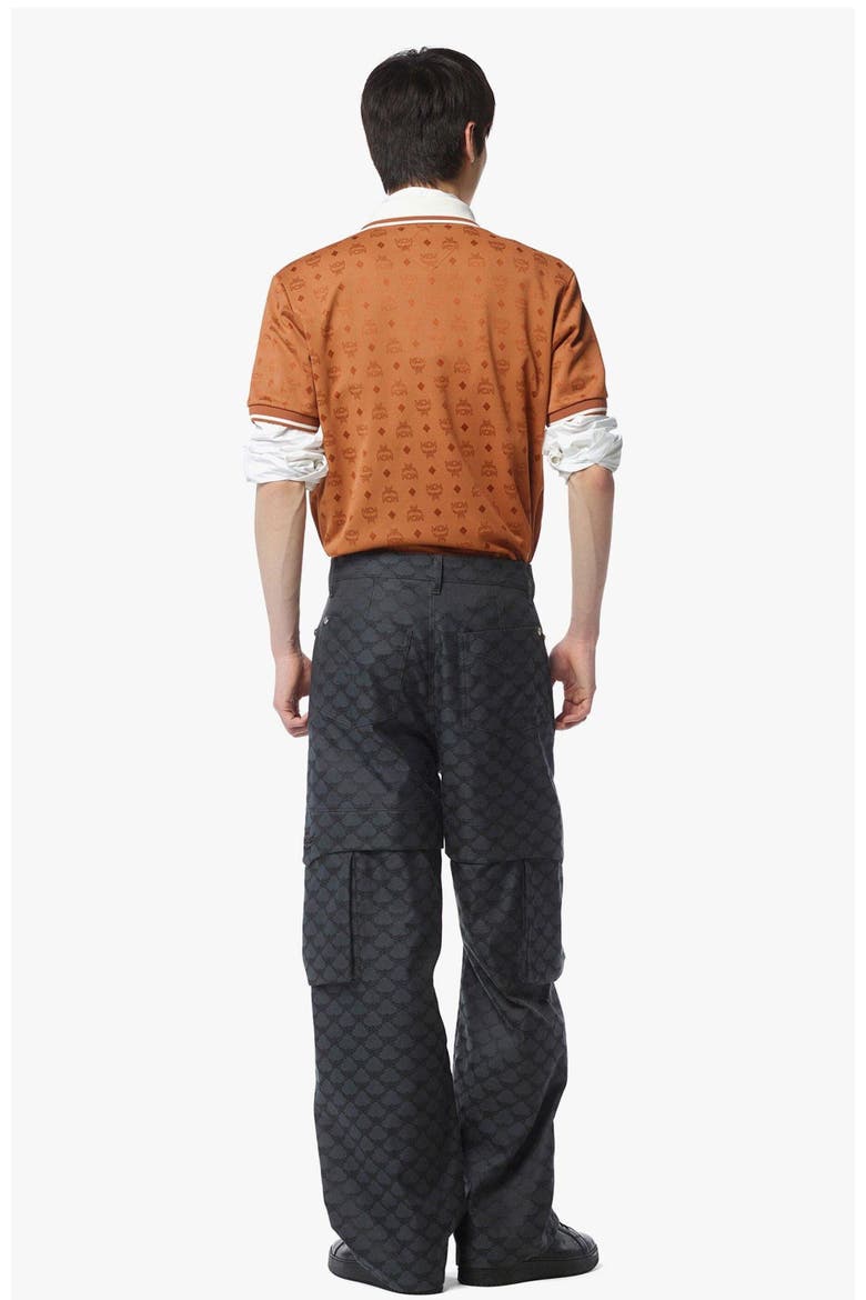 Piqué Polo in Monogram Jacquard, Alternate, color, Brown