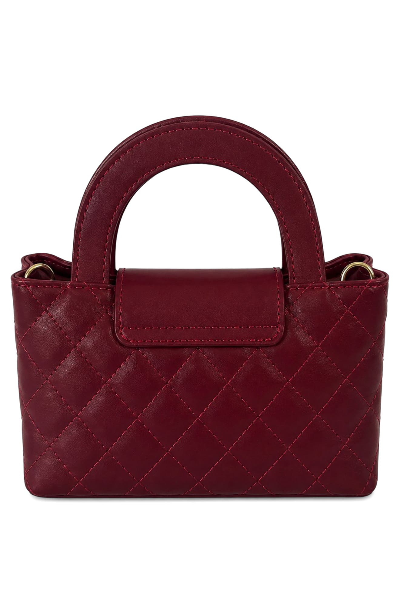 Sveva Quilted Leather Top Handle Bag, Alternate, color, RED