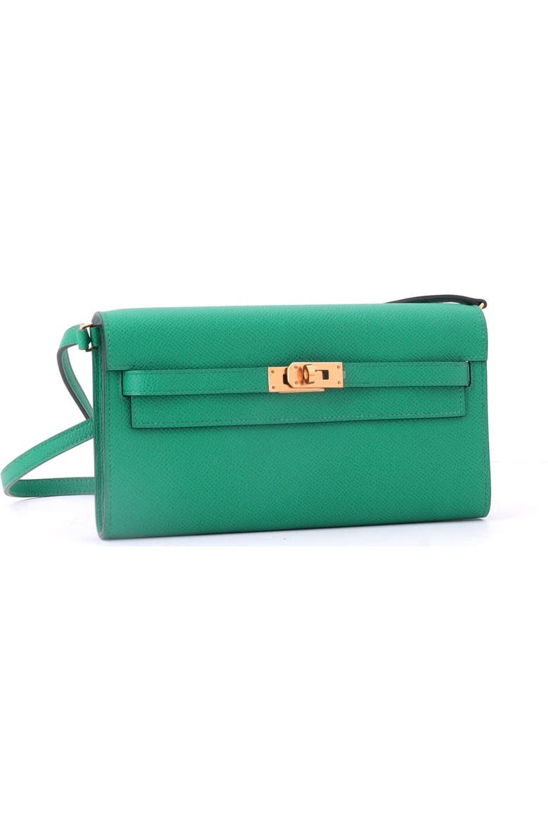 Pre-Owned Hermes Kelly To Go Wallet Verso Epsom, Alternate, color, Verso - Vert Jade/Bleu Brume