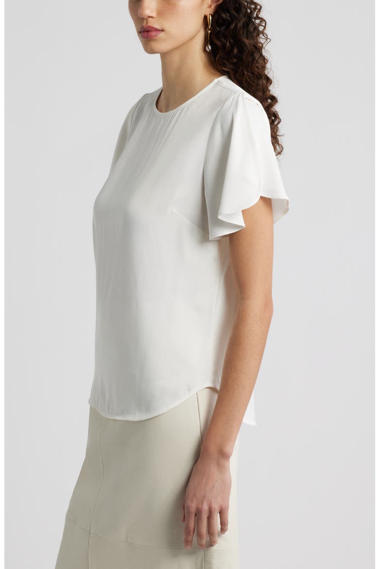 Flutter Sleeve Satin Top, Alternate, color, IVORY TOFU