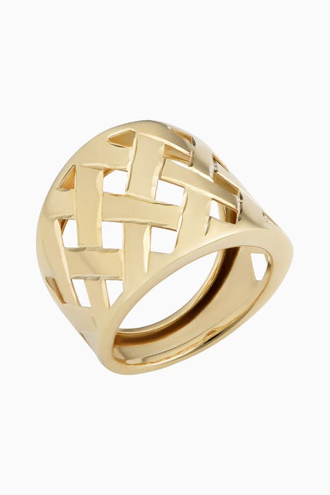 14K Yellow Gold Basket Weave Ring
