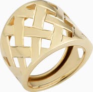 Oradina 14K Yellow Gold Basket Weave Ring