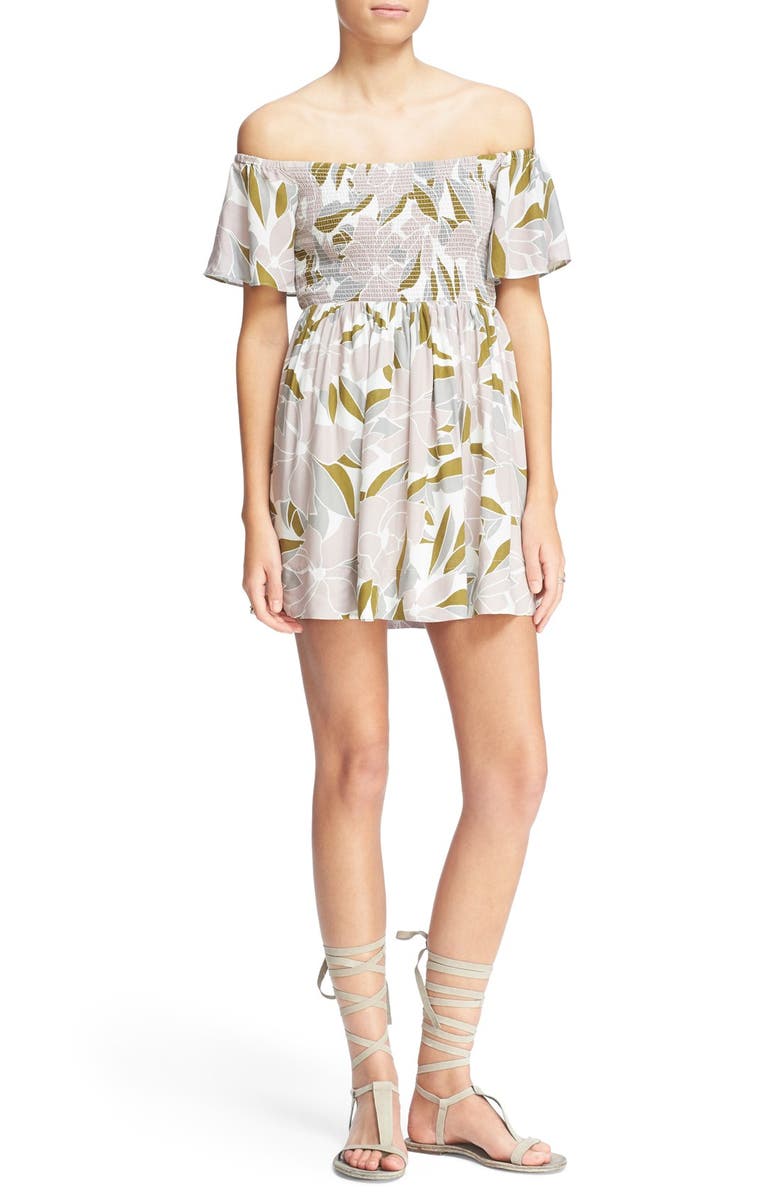 Free People 
Louise
 Off the Shoulder Smocked Minidress, Alternate, color, 
