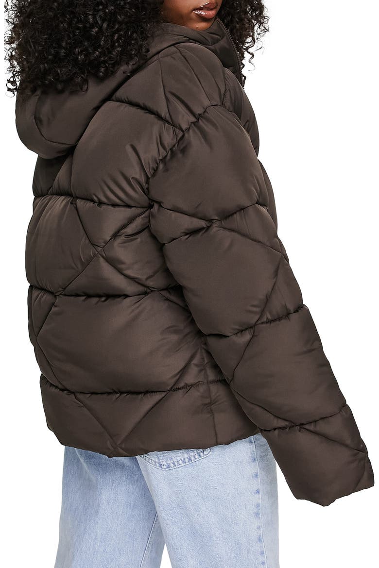 Quilted Puffer Jacket, Alternate, color, BROWN