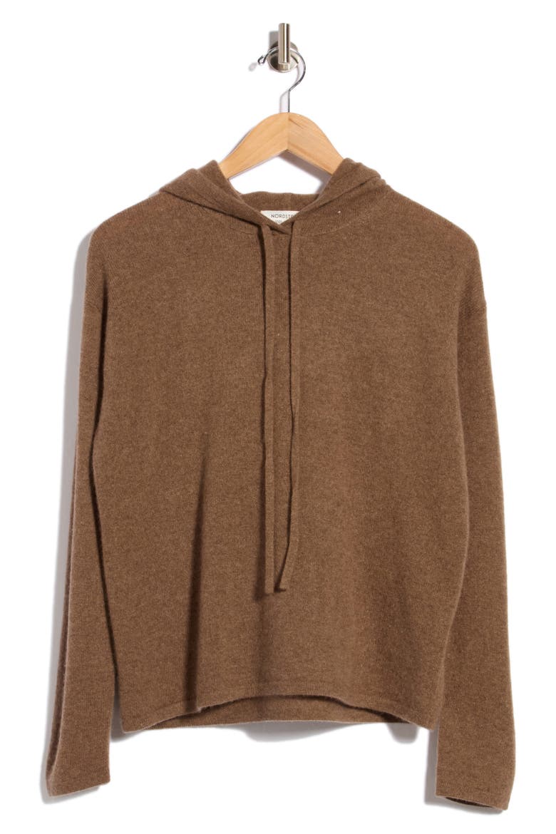 Cashmere Sweater Hoodie, Alternate, color, BROWN MEDIUM HEATHER