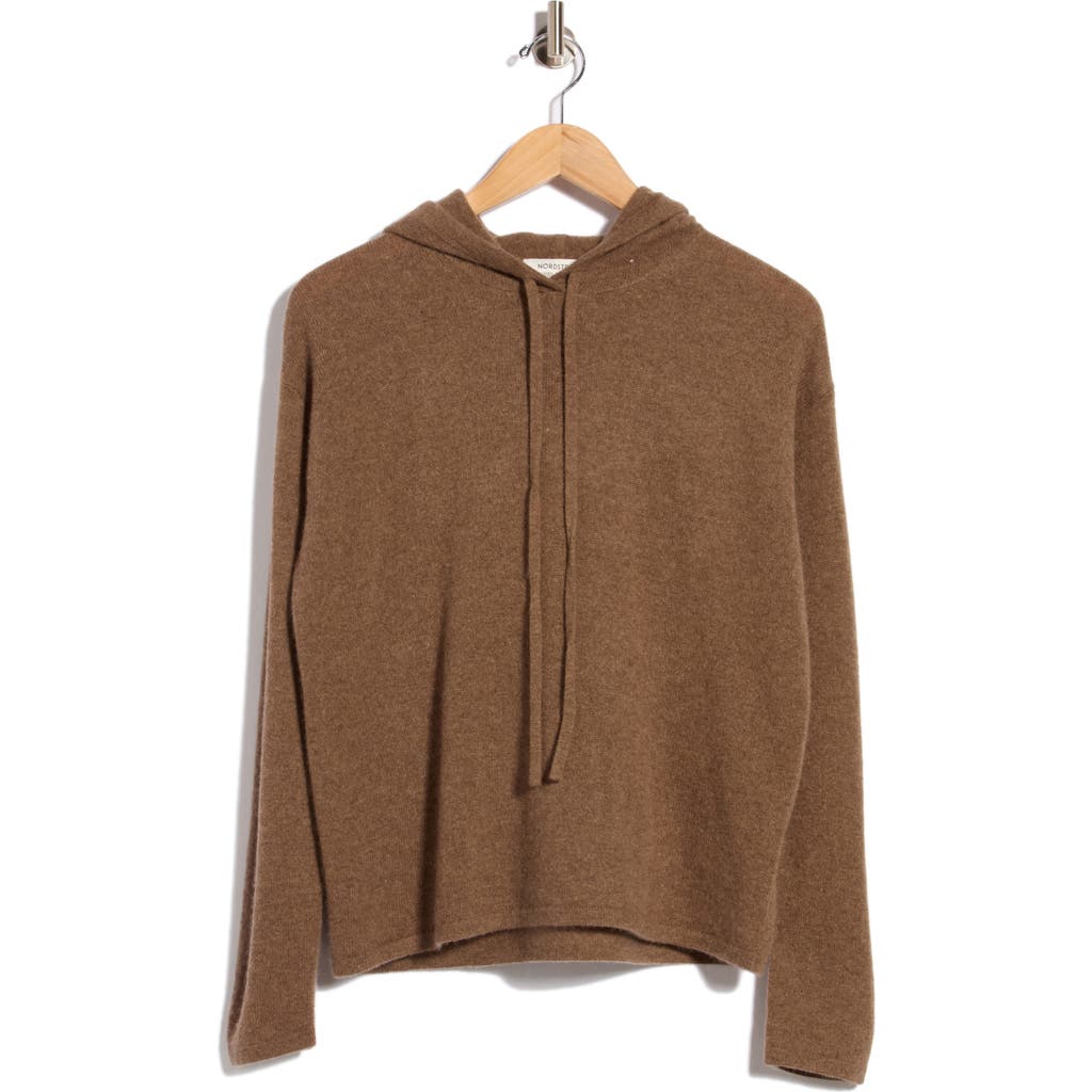 Nordstrom Cashmere Sweater Hoodie In Brown Medium Heather