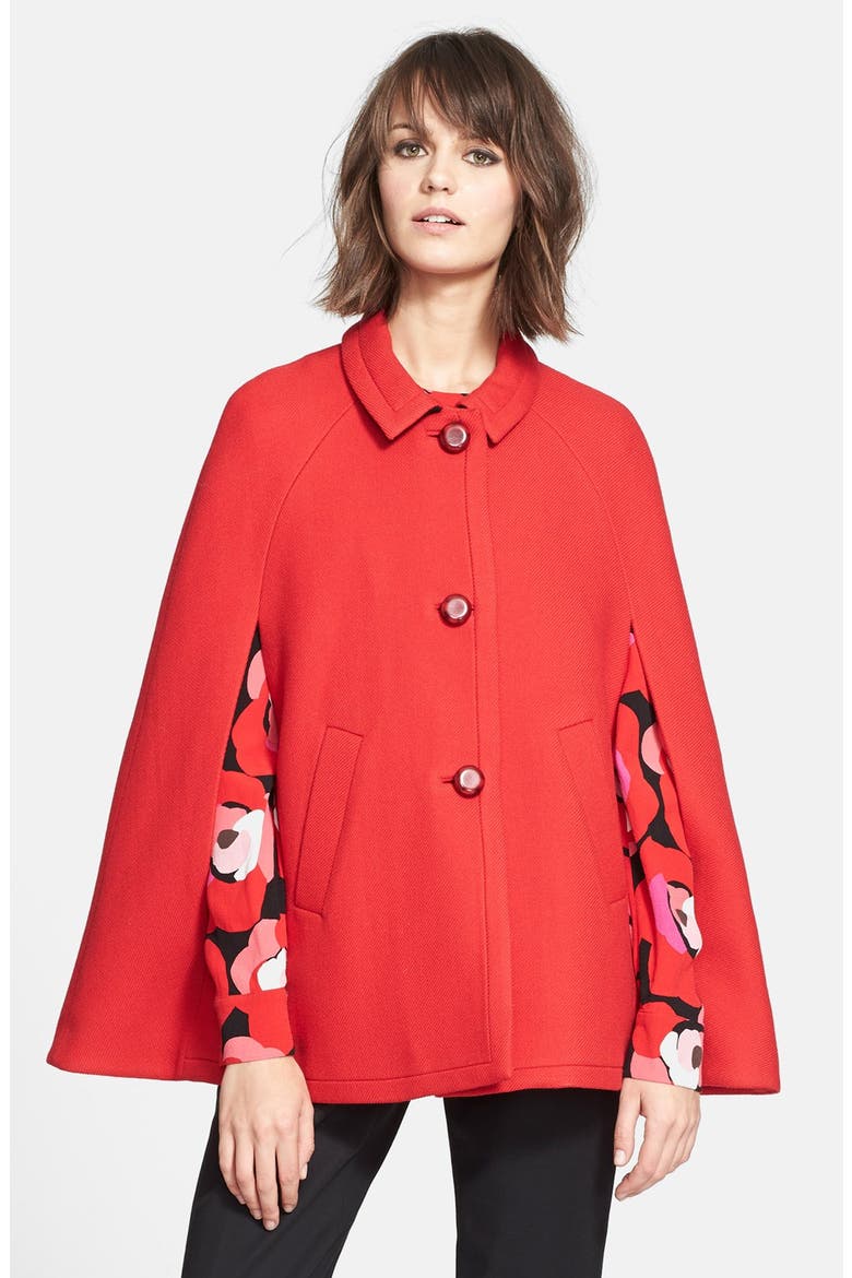 wool capelet, Main, color, RED