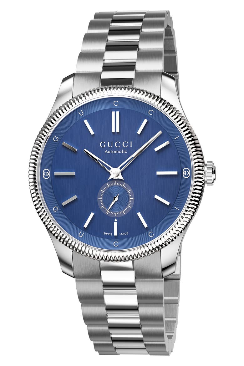 G-Timeless Automatic Bracelet Watch, 40mm, Main, color, SILVER/BLUE