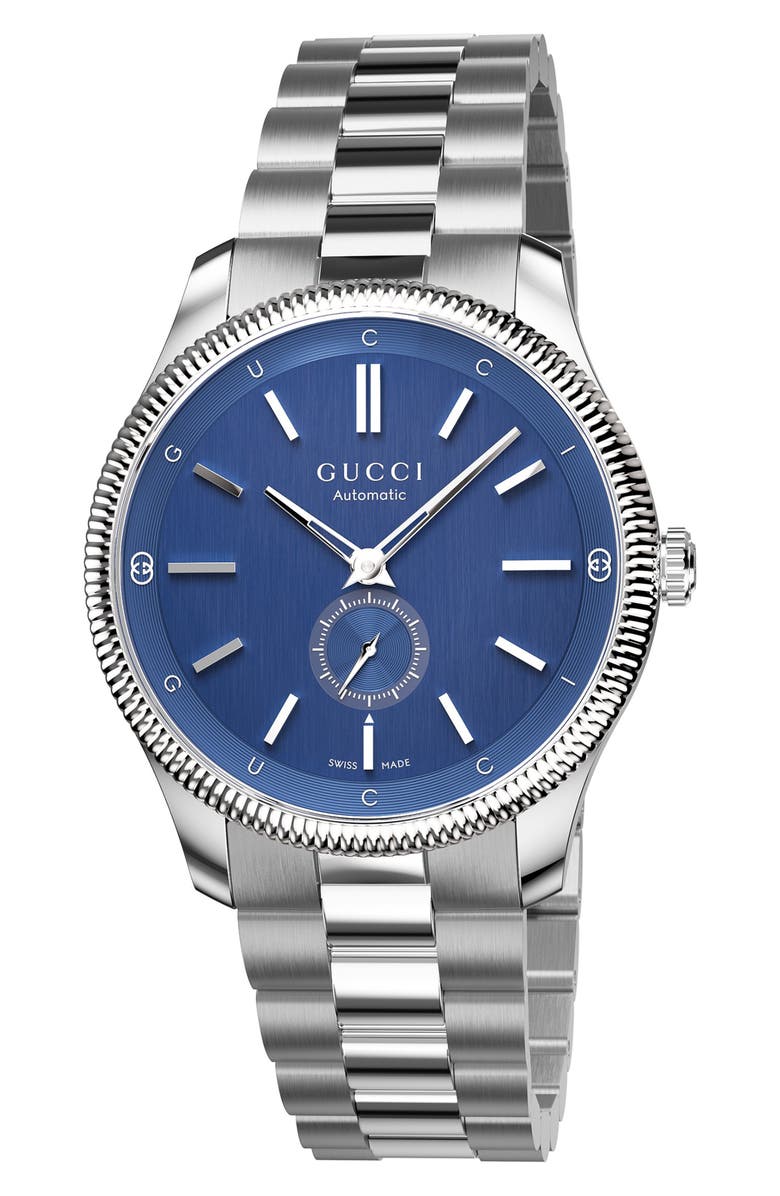 Gucci G-Timeless Automatic Bracelet Watch, 40mm, Main, color, Silver/Blue