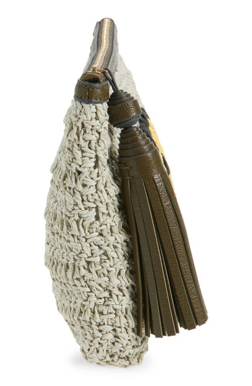 Anya Hindmarch Wink Woven Raffia Pouchette In Gray