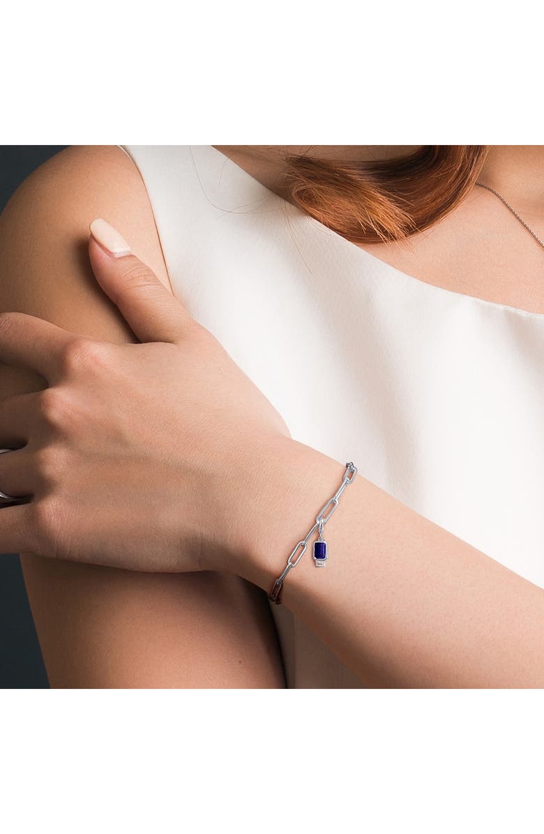 DELMAR Lab Created Blue Sapphire & Lab Created White Sapphire Chain Bracelet, Alternate, color,