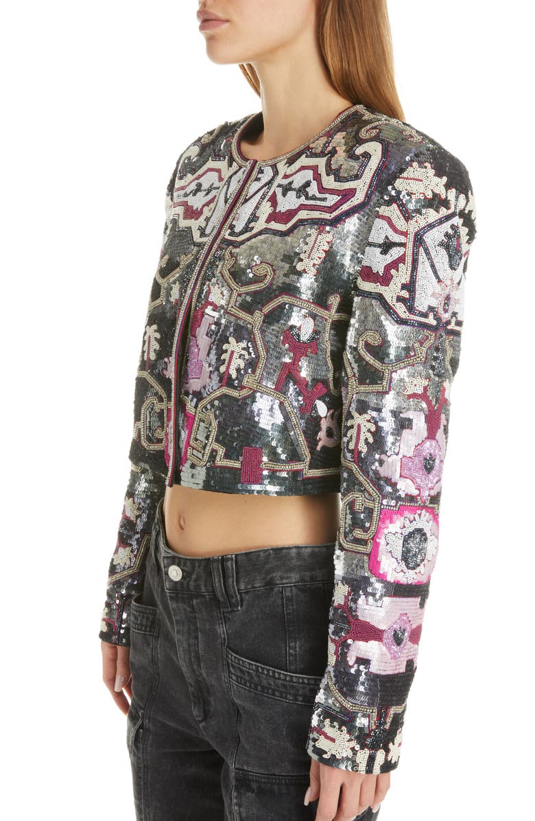 Isabel Marant Harmon Beaded Crop Jacket, Alternate, color, 