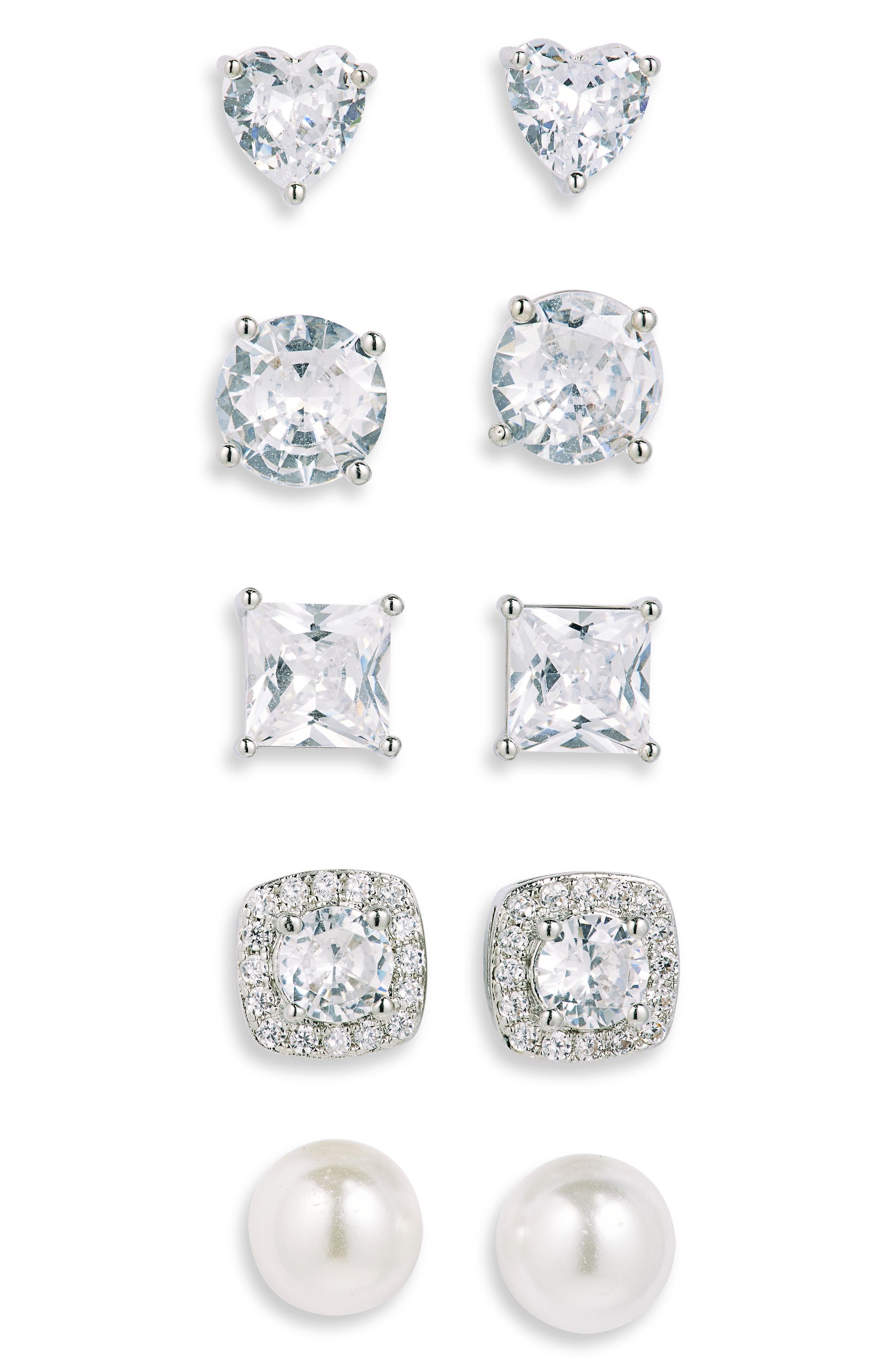NORDSTROM RACK 5-Pack Assorted CZ & Faux Pearl Stud Earrings