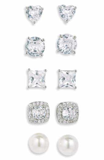 NORDSTROM RACK 5-Pack Assorted CZ & Faux Pearl Stud Earrings